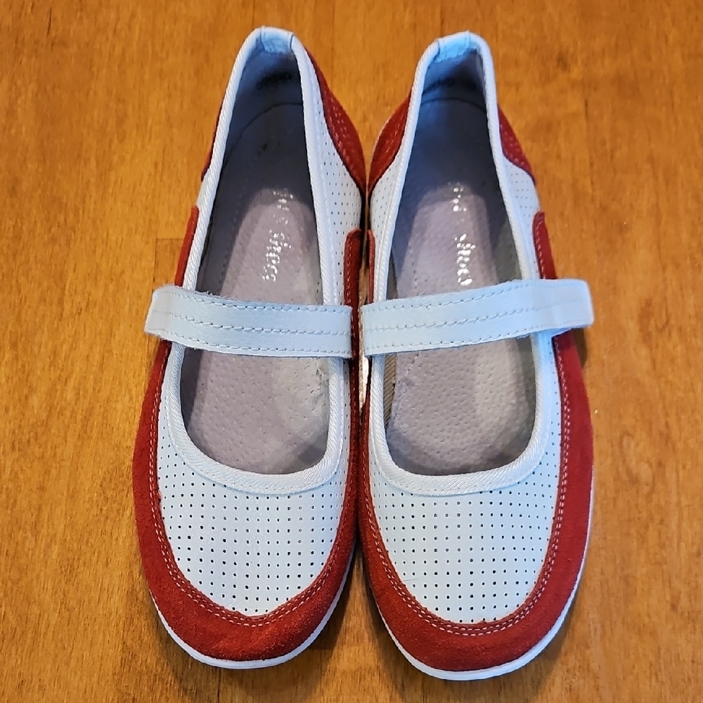 Chic Red and White Flats